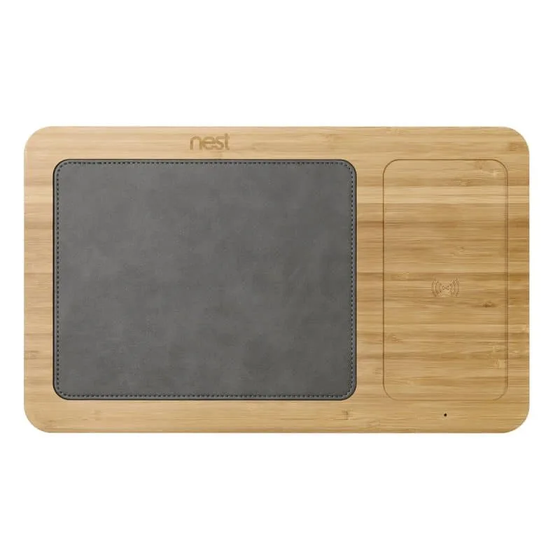 Custom Auden Bamboo Wireless Charging Mouse Pad - Bamboo - 2