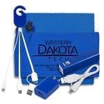 Custom "DaySaver Lux" Mobile Tech Metal Power Bank Charging Kit w/Cleaning Cloth in Cinch Pouch - 2