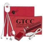 Custom "DaySaver Lux" Mobile Tech Metal Power Bank Charging Kit w/Cleaning Cloth in Cinch Pouch - 4