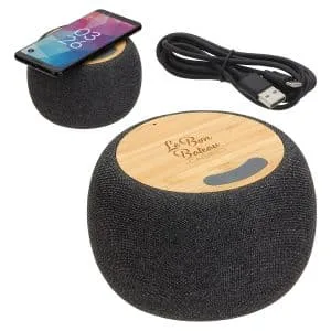 Custom Empire Bamboo Wireless Speaker with 5W Wireless Charger
