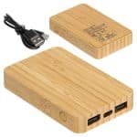 Custom FSC® Bamboo 5000mAh Dual Port Power Bank with Wireless Charger - 1