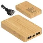 Custom FSC® Bamboo 5000mAh Dual Port Power Bank with Wireless Charger - 1