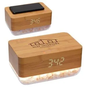 Custom Sunrise Alarm Clock with Himalayan Salt Lamp + Wireless Charger
