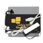 Custom "TechBank Plus" Mobile Tech Power Bank Accessory Kit w/Ear Buds in Cinch Pouch - 6