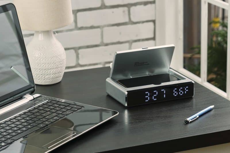 Custom UV Sanitizer Desk Clock with Wireless Charging - 2