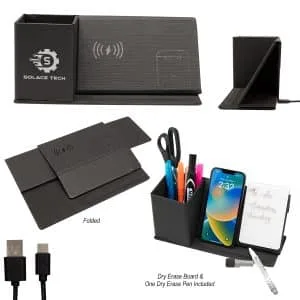 Custom Wireless Charging Desk Organizer With Dry Erase Board