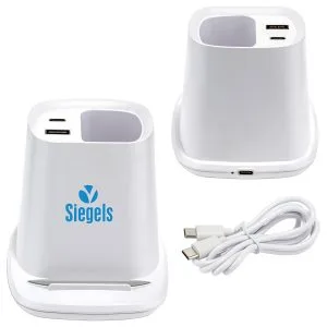 Custom Annex Wireless Charging Stand with Dual Ports & Pen Holder