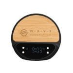 Custom 10w Bamboo Wireless Charger With Digital Clock - 2