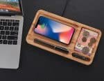Custom Bamboo Qi-Wireless Desk Organizer Tray (10W) (BLACKFOOT) - 8