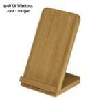Custom Bamboo Qi-Wireless Phone Stand 10W Fast-Charge (BEND) - 1