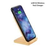Custom Bamboo Qi-Wireless Phone Stand 10W Fast-Charge (BEND) - 6
