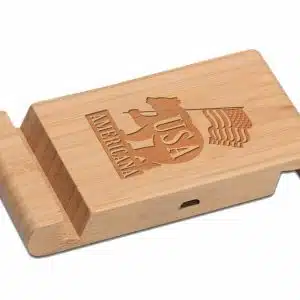Custom Bamboo Qi-Wireless Pocket Phone Stand (10W) (BIGWOOD)