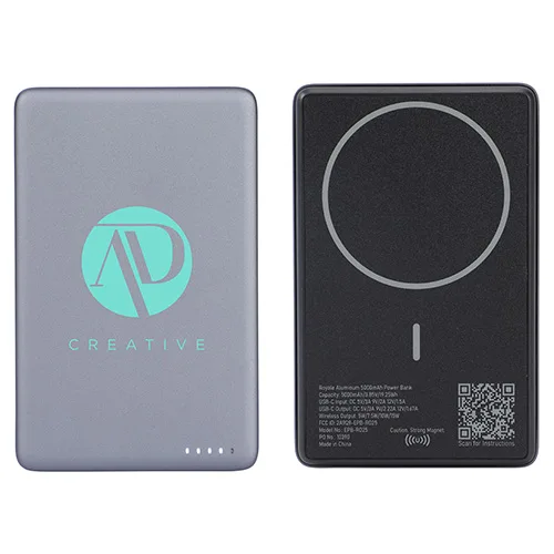 Custom Royale Aluminum 5000mAh 20W Power Bank with 15W Magnetic Wireless Charger - 2
