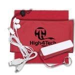 Custom "TechBank Plus" Mobile Tech Power Bank Accessory Kit w/Ear Buds in Cinch Pouch - 9