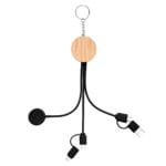 Custom 10w Bamboo Multi-charging Cables Keyring With Watch Dock - 1