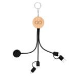 Custom 10w Bamboo Multi-charging Cables Keyring With Watch Dock - 2
