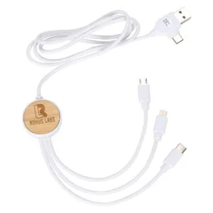 Custom Bamboo 3-in-1 39" Charging Cable