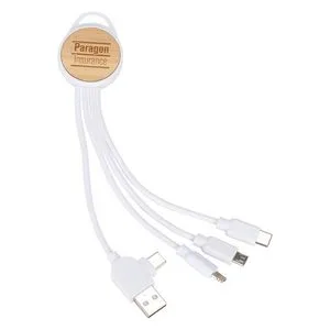 Custom Bamboo 3-in-1 6" Charging Cable