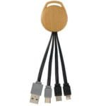 Custom Bamboo Pattern Vivid Dual Input 3-in-1 Charging Cable - 1