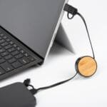 Custom Bamboo Retractable 3-in-1 Charging Cable - 1