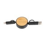 Custom Bamboo Retractable 3-in-1 Charging Cable - 4