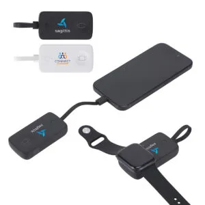 Custom Baron 2000mAh Power Bank with Watch Charger & Built-In Cable