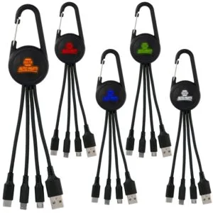 Custom Color Light Up 3-in-1 Carabiner Charging Cable