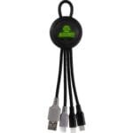 Custom Color Light Up Loop Dual Input 3-in-1 Charging Cable - 3