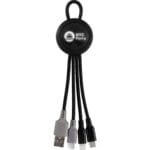 Custom Color Light Up Loop Dual Input 3-in-1 Charging Cable - 6