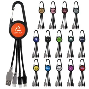 Custom Colorful 3-in-1 Carabiner Duo Charging Cable