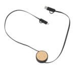 Custom FSC® 100% Bamboo Retractable 5-in-1 Charging Cable - 1