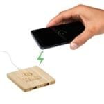 Custom FSC® 100% Bamboo Wireless Charging Pad with Dual Outputs - 5