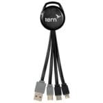 Custom Metallic Vivid Dual Input 3-in-1 Charging Cable - 2