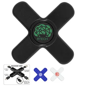 Custom "PLAY & CHARGE 2.0" 5-in-1 Cell Phone Charging Cable Spinner