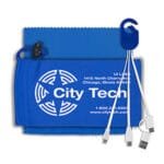 Custom "RECHARGE PACK" Mobile Tech Charging Cable Kit in Microfiber Cinch Pack - 1