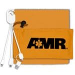 Custom "RECHARGE PACK" Mobile Tech Charging Cable Kit in Microfiber Cinch Pack - 3