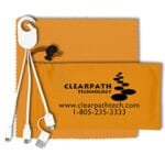 Custom "RECHARGE PACK" Mobile Tech Charging Cable Kit in Microfiber Cinch Pack - 5