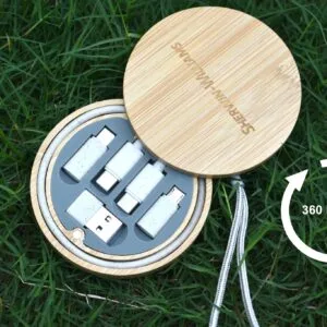 Custom TWIST Bamboo Charging Cable Set (UNION)