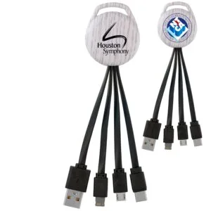 Custom White Wood Vivid 3-in-1 Charging Cable