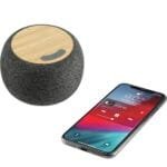 Custom Wireless Charging Garm Fabric & Bamboo Bluetooth Speaker - 6