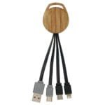 Custom Wood Vivid Dual Input 3-in-1 Charging Cable - 1