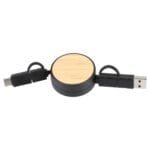 Custom FSC® 100% Bamboo Retractable 5-in-1 Charging Cable - 6