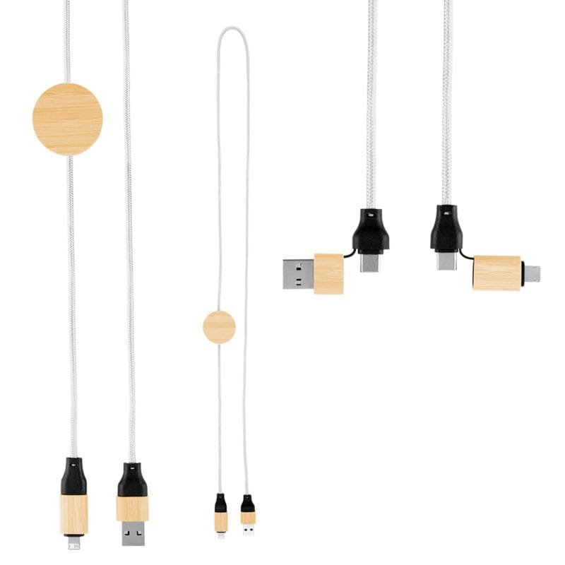 Custom 3' 60w Bamboo & Rpet Fast Charging Cable - 4