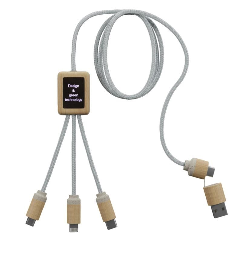 Custom SCX Innovative Design™ 5-in-1 Bamboo Charging Cable 2A