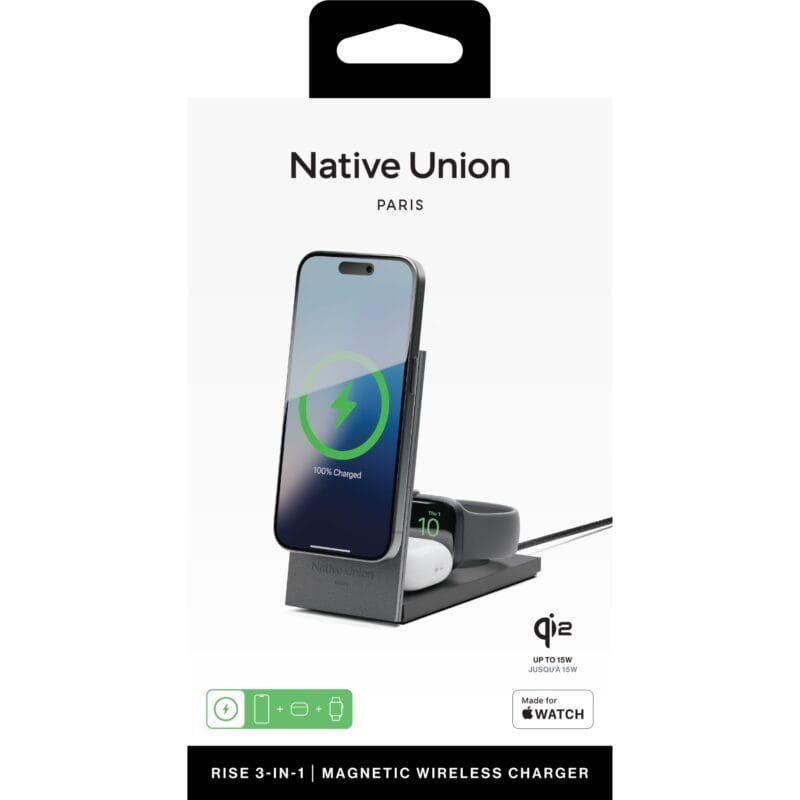 Custom Native Union Rise 3-IN-1 Qi2 Wireless Charger - Black - 7