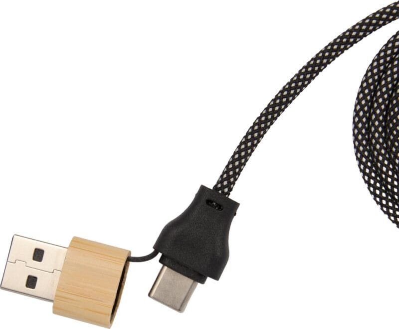 Custom FSC® 100% Bamboo 5-in-1 100W Laptop Charging Cable - 8