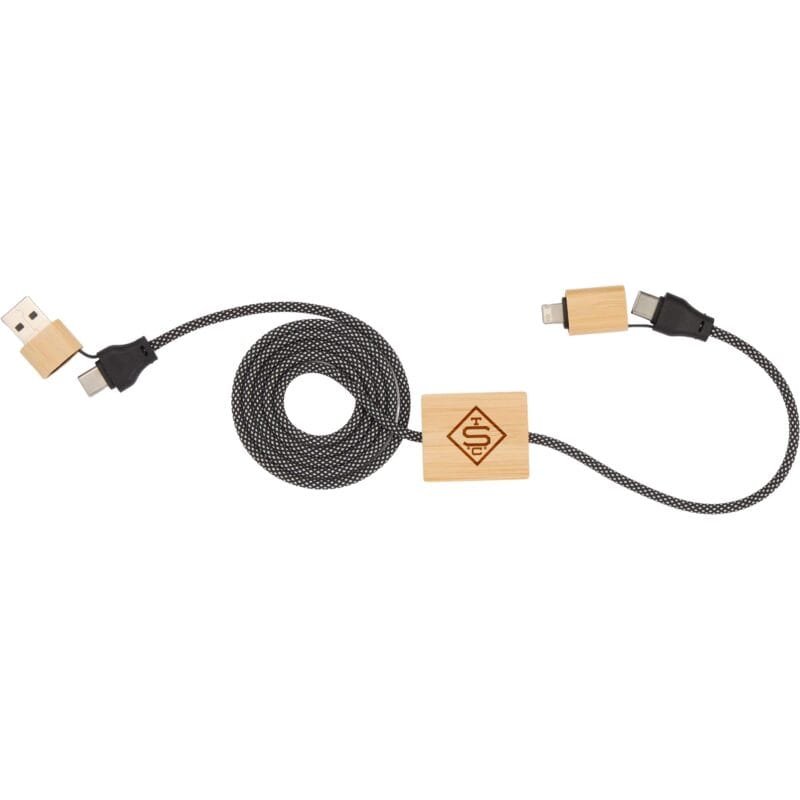 Custom FSC® 100% Bamboo 5-in-1 100W Laptop Charging Cable