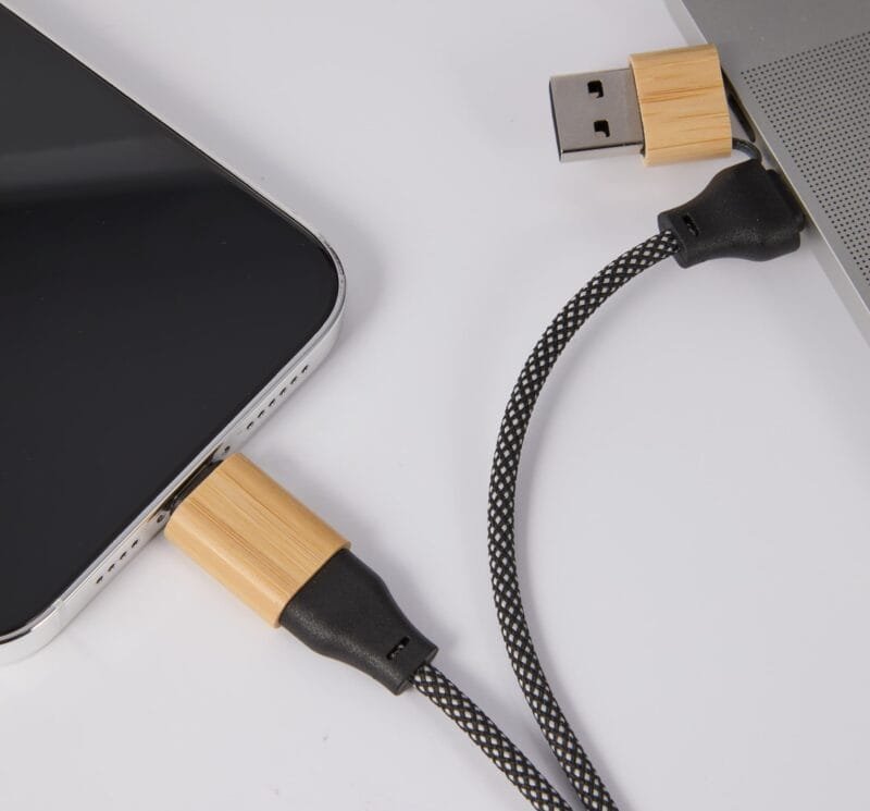 Custom FSC® 100% Bamboo 5-in-1 100W Laptop Charging Cable - 9
