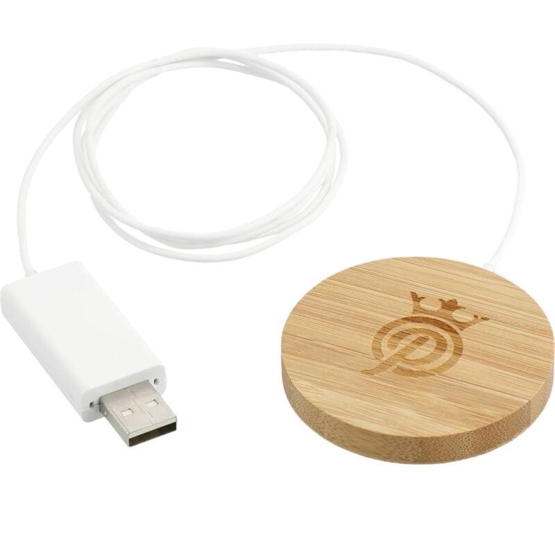 Custom FSC® 100% Bamboo MagClick™ Fast Wireless Charging Pad - 2
