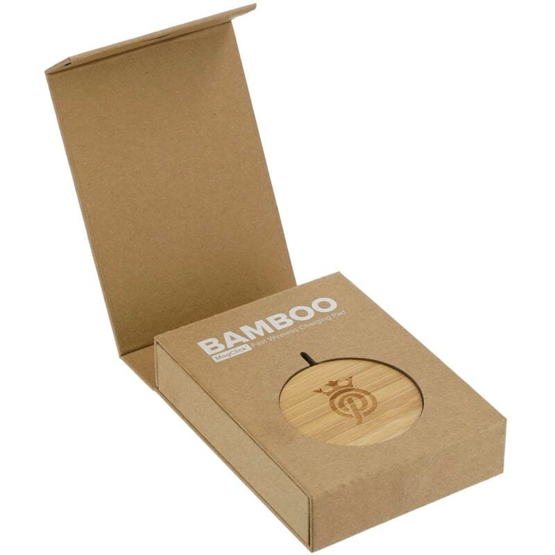 Custom FSC® 100% Bamboo MagClick™ Fast Wireless Charging Pad - 3